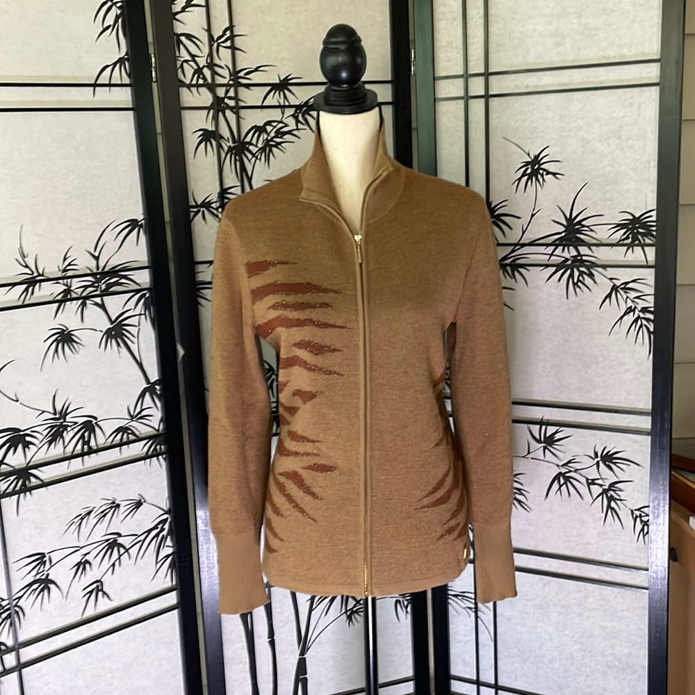 MCM 🎉 Vintage Virgin Wool/Mohair zippered jacket, 🐅striped accent LUXE